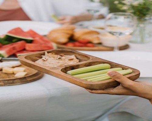 healthy simple lunch on table with fresh vegetables