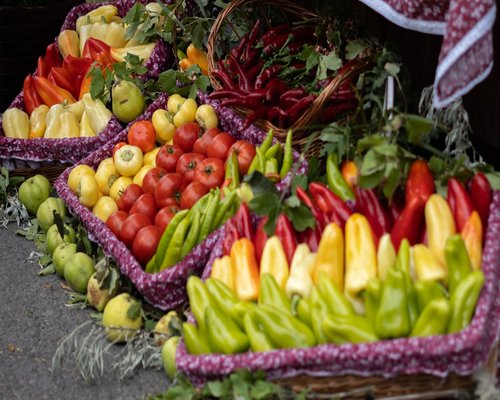 local farmers market with fresh vegetables in Hungary